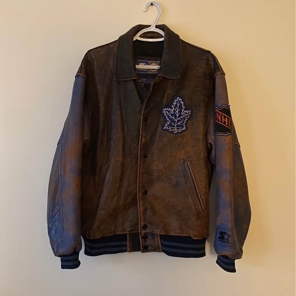 STARTER Other - Vintage patina leather Starter NHL Varsity Jacket